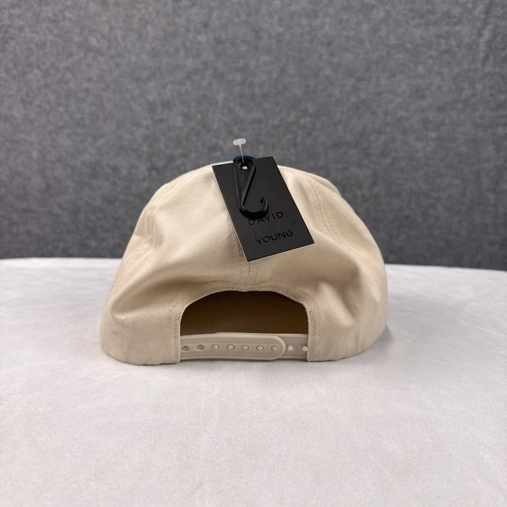 David and Young American Honey Trucker Hat OSFM Beige Navy Blue Cotton Snapback